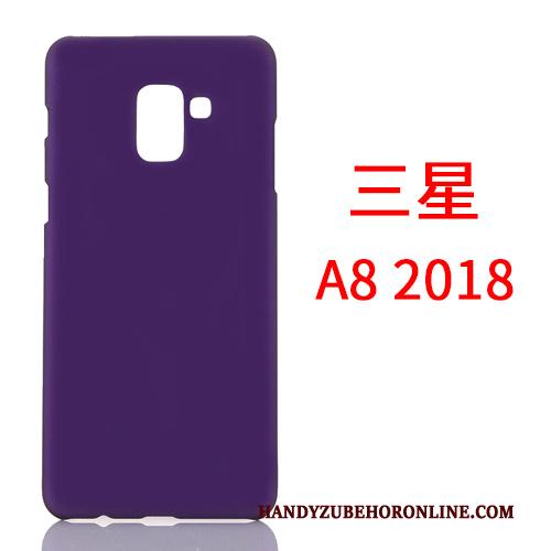 Samsung Galaxy A8 2018 Hoes Dun Ster Hard Geel Schrobben Hoesje Telefoon