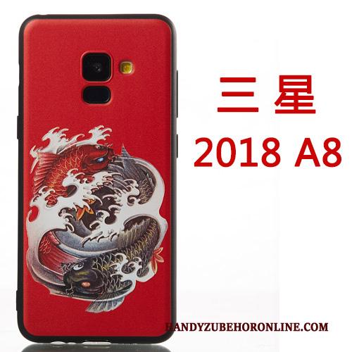 Samsung Galaxy A8 2018 Hoesje Hanger Mobiele Telefoon Siliconen Hoes Spotprent Rood Ster