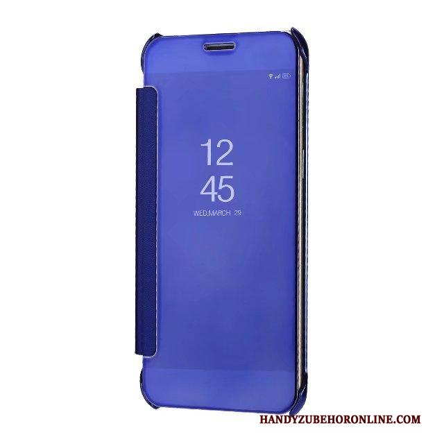 Samsung Galaxy A8 2018 Hoesje Plating Roze Leren Etui Hoes Ster Spiegel Mobiele Telefoon
