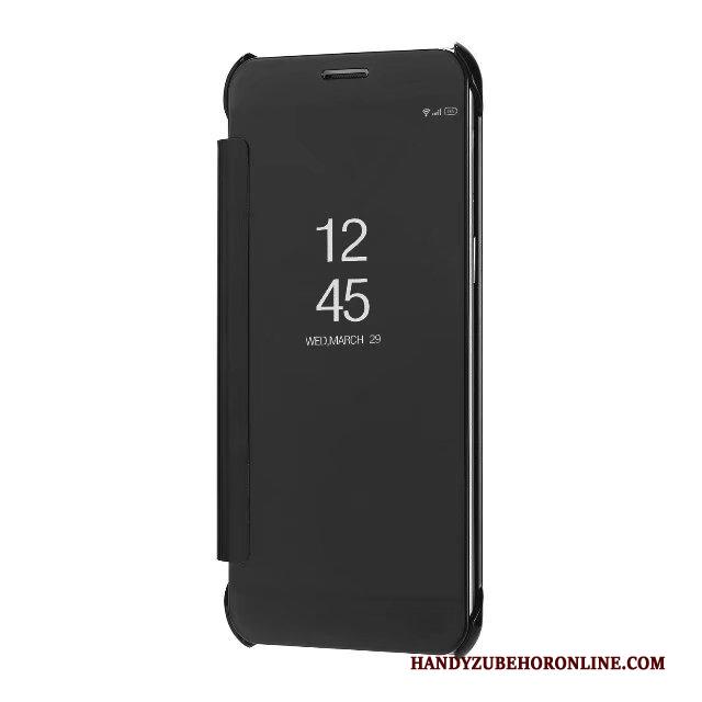 Samsung Galaxy A8 2018 Hoesje Plating Roze Leren Etui Hoes Ster Spiegel Mobiele Telefoon
