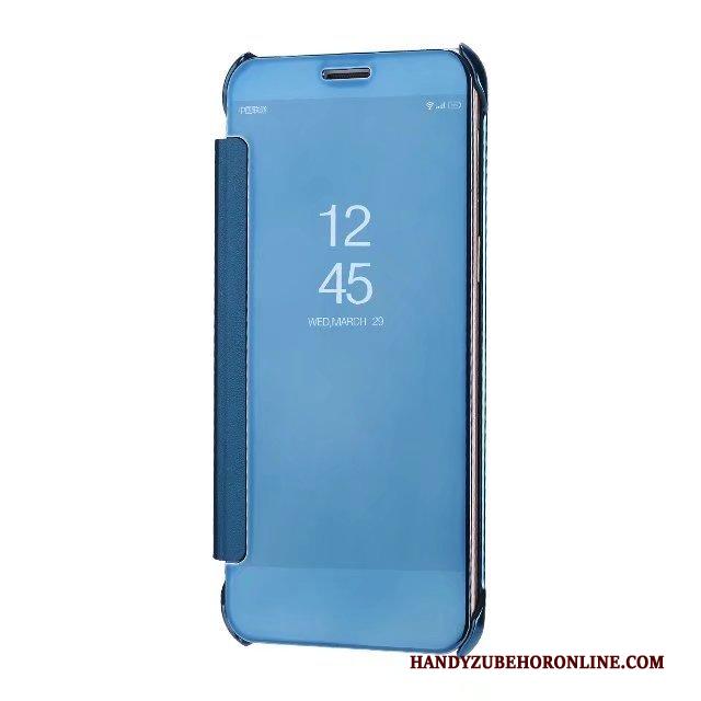 Samsung Galaxy A8 2018 Hoesje Plating Roze Leren Etui Hoes Ster Spiegel Mobiele Telefoon