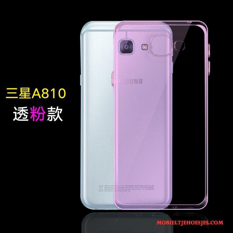 Samsung Galaxy A8 Anti-fall Hoes Bescherming Doorzichtig Hoesje Telefoon Roze Eenvoudige