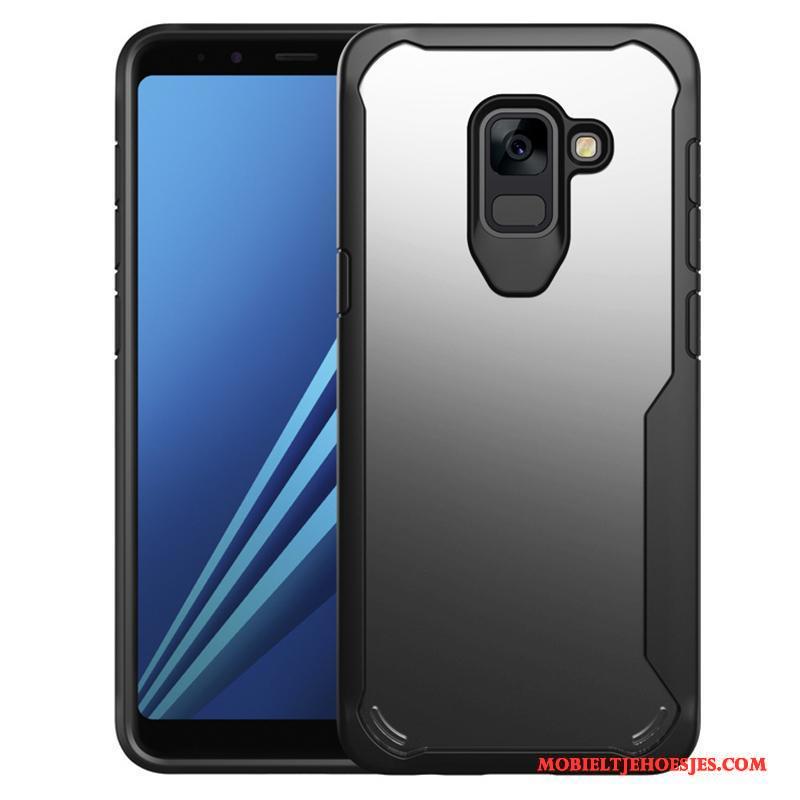 Samsung Galaxy A8+ Doorzichtig Bescherming All Inclusive Zwart Ster Zacht Hoesje Telefoon