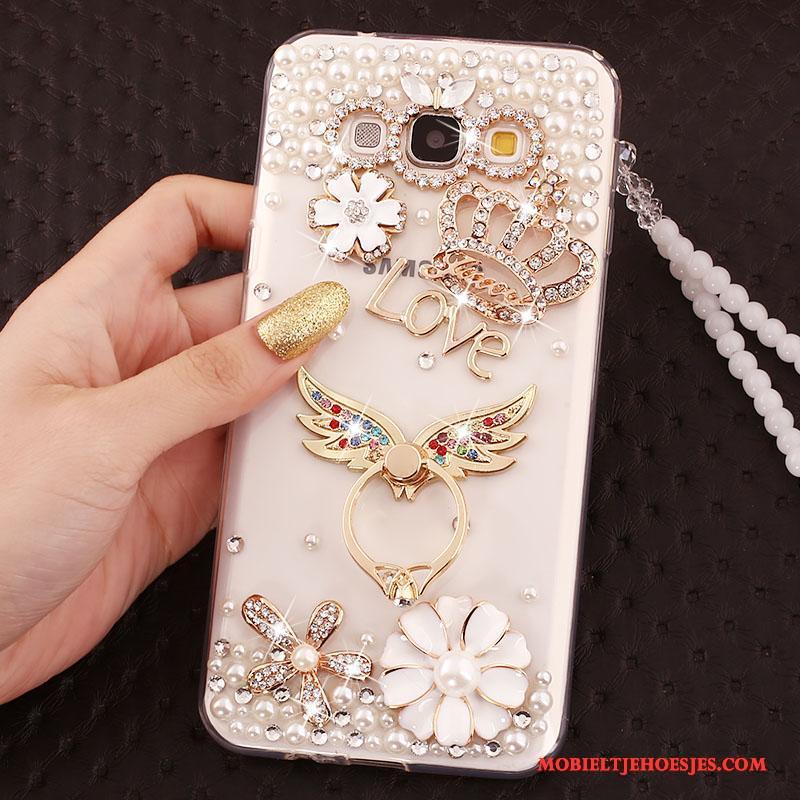 Samsung Galaxy A8 Hanger Hoes Ring Hoesje Telefoon Bescherming Wit