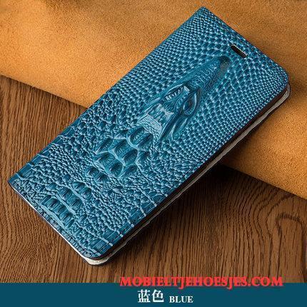 Samsung Galaxy A8+ Hard Bedrijf Hoesje Echt Leer Folio Telefoon Ster