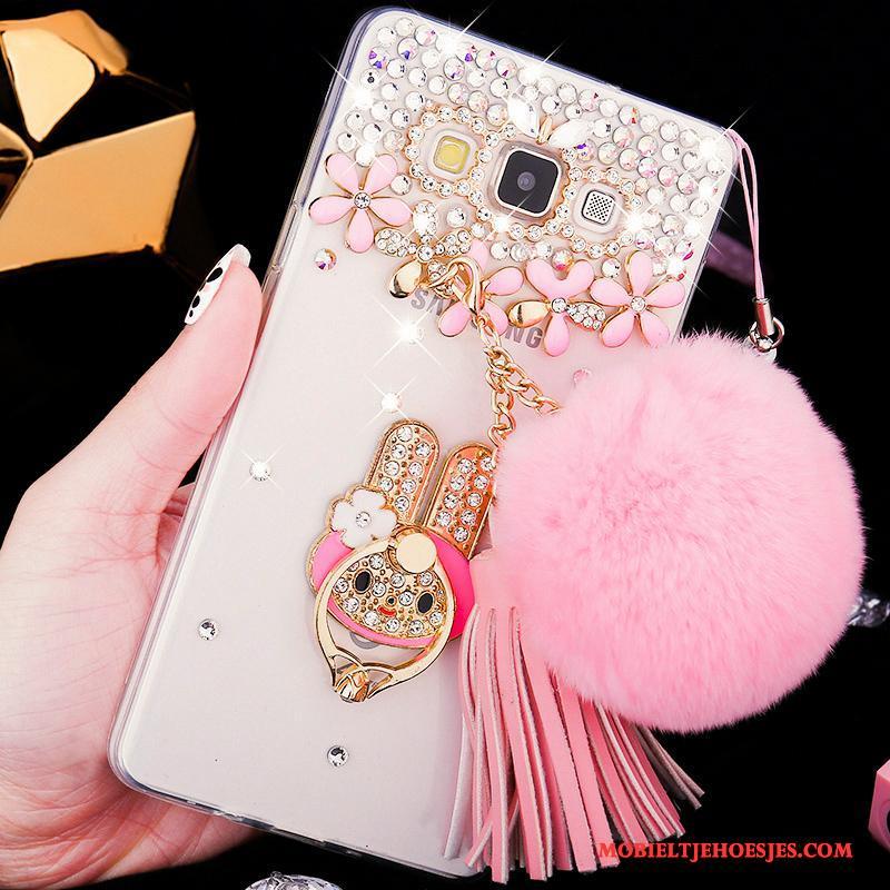 Samsung Galaxy A8 Hard Hoesje Telefoon Mobiele Telefoon Zacht Schrobben Roze Met Strass