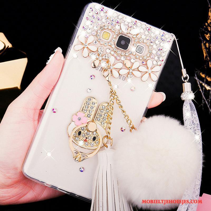 Samsung Galaxy A8 Hard Hoesje Telefoon Mobiele Telefoon Zacht Schrobben Roze Met Strass