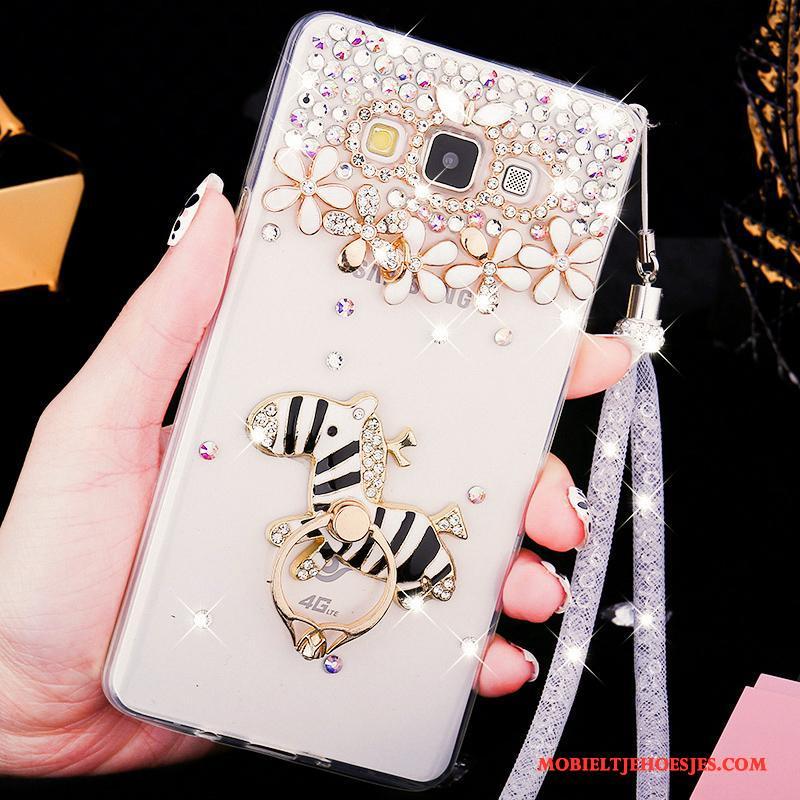 Samsung Galaxy A8 Hard Hoesje Telefoon Mobiele Telefoon Zacht Schrobben Roze Met Strass