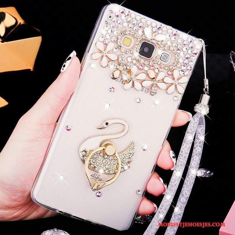 Samsung Galaxy A8 Hard Hoesje Telefoon Mobiele Telefoon Zacht Schrobben Roze Met Strass