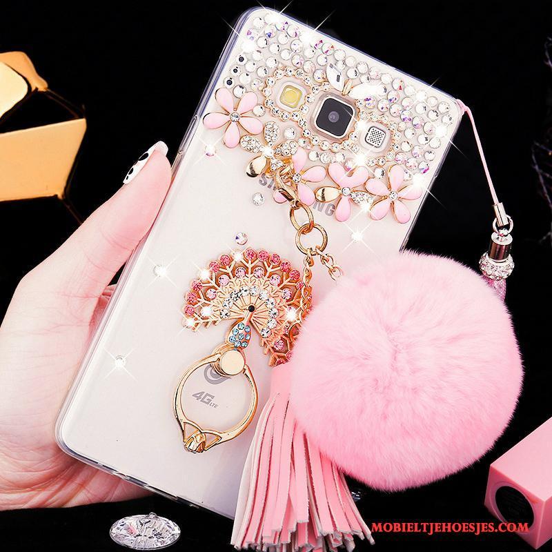 Samsung Galaxy A8 Hard Hoesje Telefoon Mobiele Telefoon Zacht Schrobben Roze Met Strass