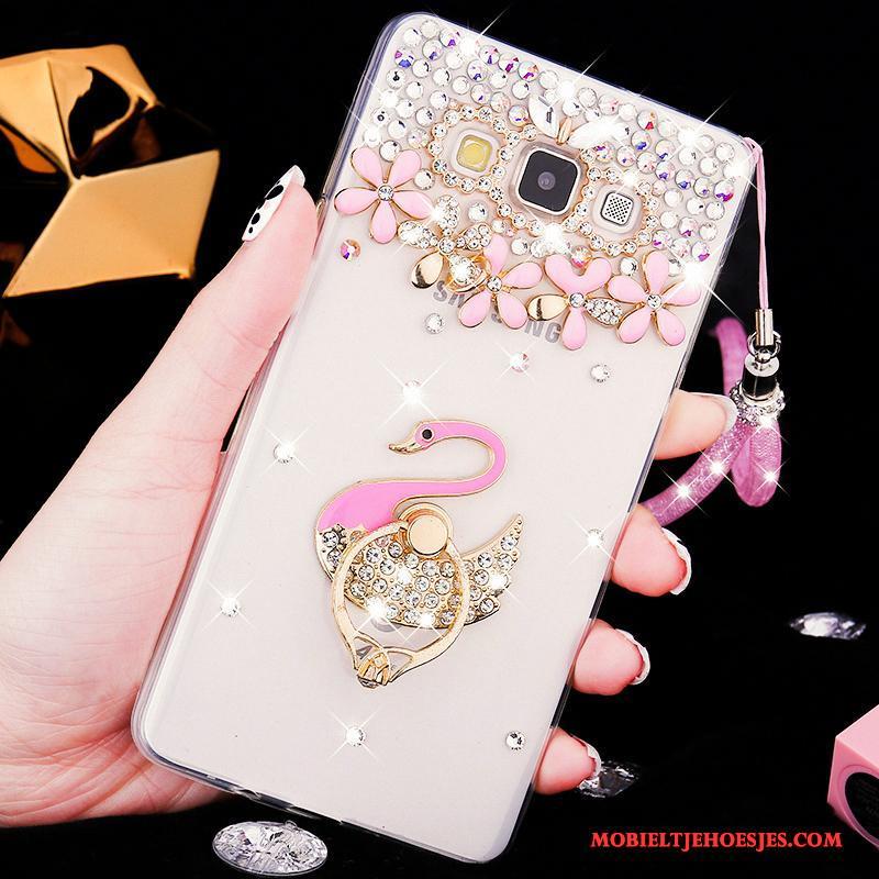 Samsung Galaxy A8 Hard Hoesje Telefoon Mobiele Telefoon Zacht Schrobben Roze Met Strass