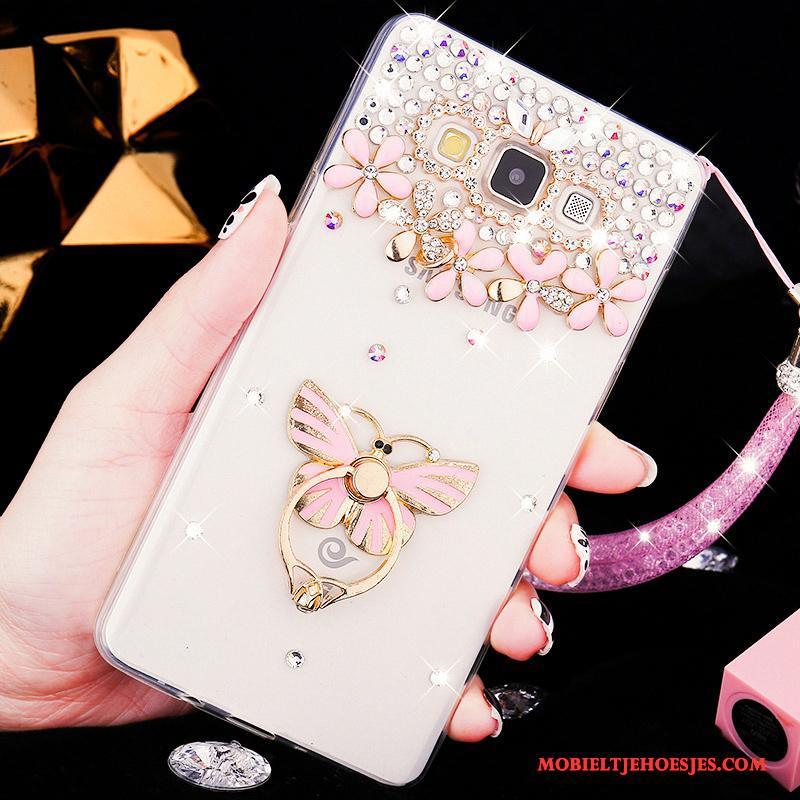 Samsung Galaxy A8 Hard Hoesje Telefoon Mobiele Telefoon Zacht Schrobben Roze Met Strass