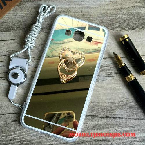 Samsung Galaxy A8 Hoesje Kwasten Zacht Plating Ster Spiegel Rose Goud