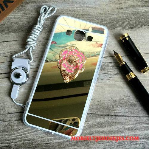 Samsung Galaxy A8 Hoesje Kwasten Zacht Plating Ster Spiegel Rose Goud