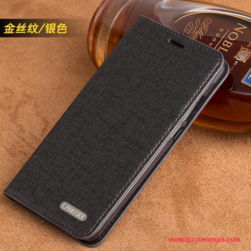 Samsung Galaxy A8 Hoesje Leren Etui Anti-fall Zacht Zilver Hoes Siliconen Vintage