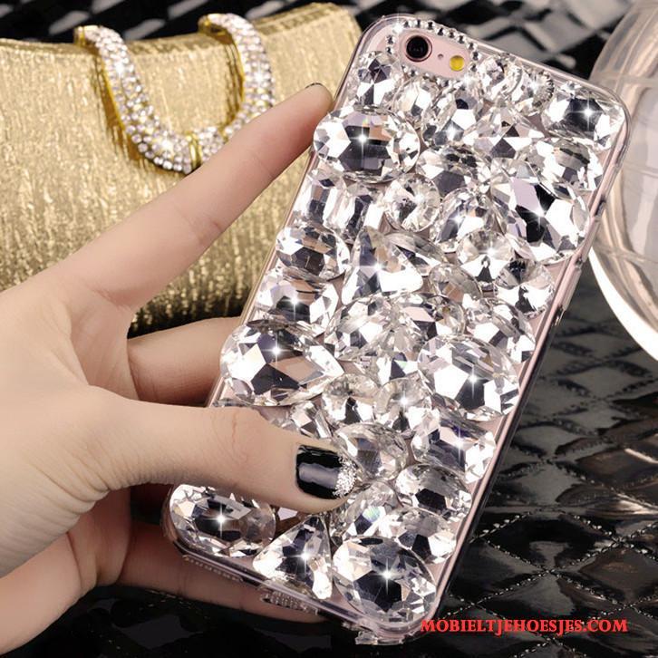 Samsung Galaxy A8 Hoesje Luxe Met Strass Mooie Bescherming Hoes Dun Zilver