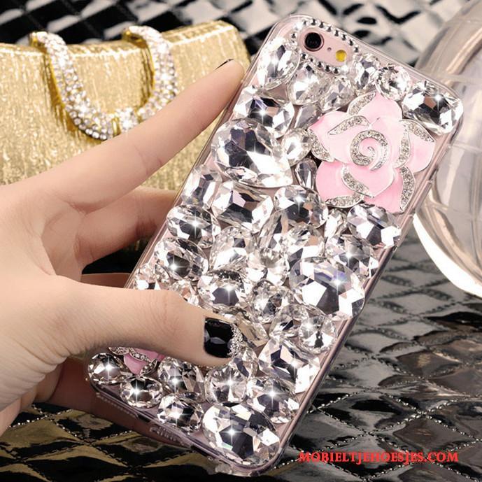 Samsung Galaxy A8 Hoesje Luxe Met Strass Mooie Bescherming Hoes Dun Zilver