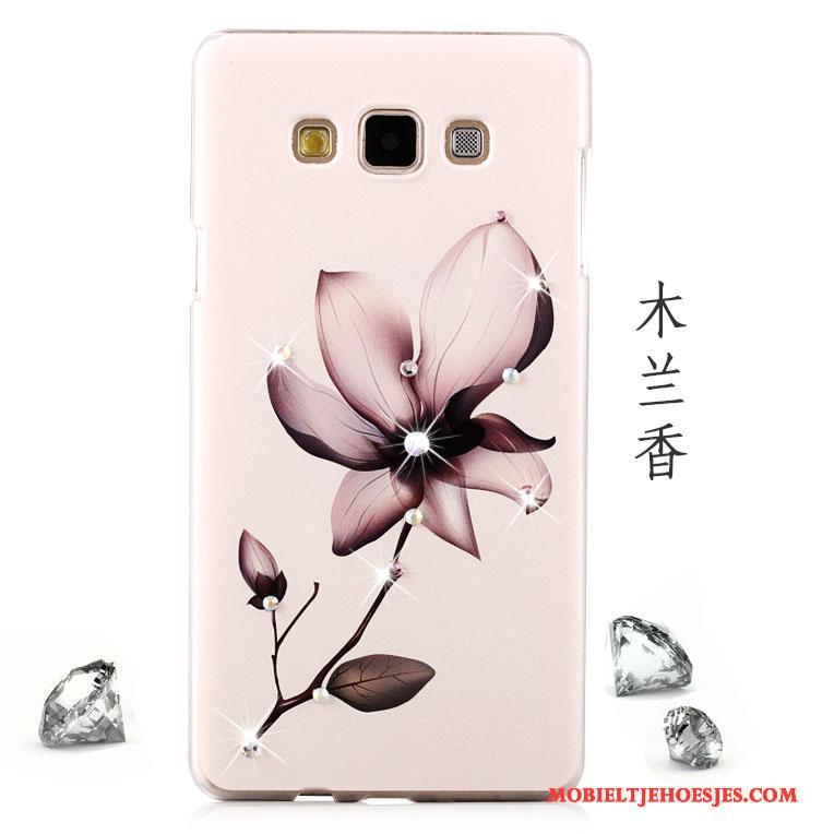 Samsung Galaxy A8 Hoesje Mesh Roze Ster Hard Licht Bescherming Hoes