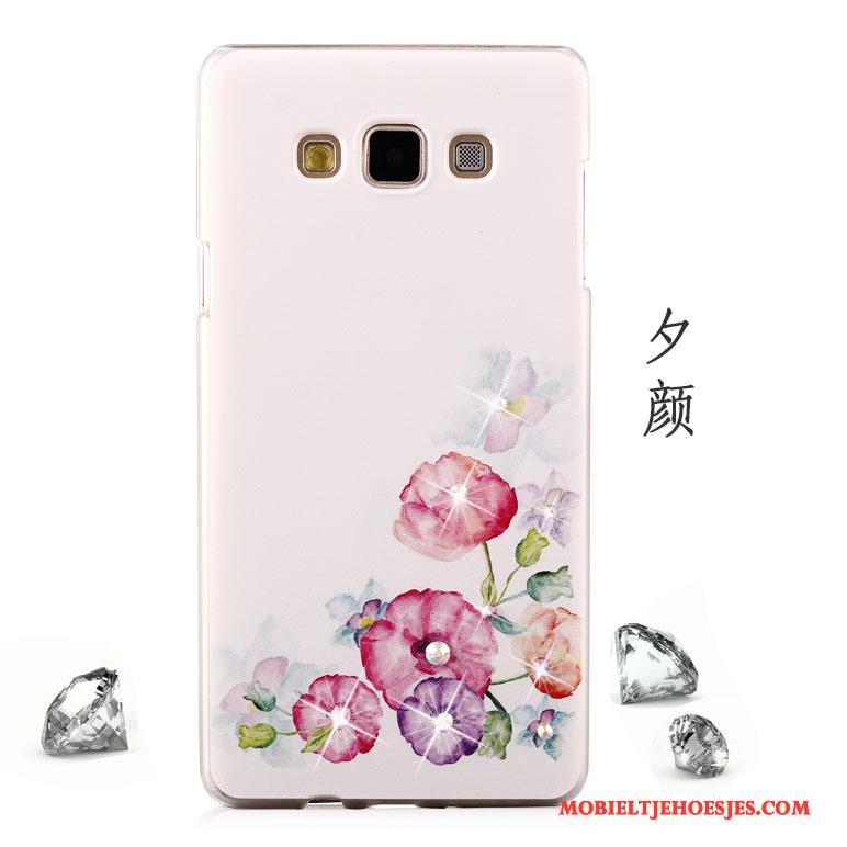 Samsung Galaxy A8 Hoesje Mesh Roze Ster Hard Licht Bescherming Hoes