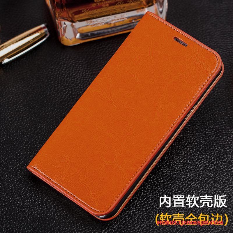 Samsung Galaxy A8 Hoesje Mobiele Telefoon Zacht Bescherming Echt Leer Clamshell Hoes Goud