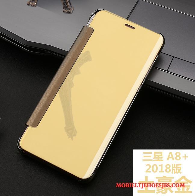 Samsung Galaxy A8+ Hoesje Ster Bescherming Plating Clamshell Purper Hoes Anti-fall