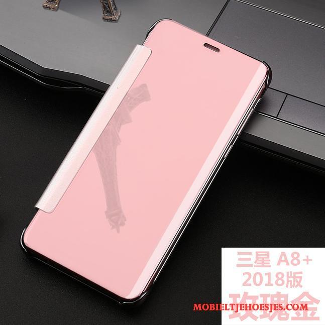 Samsung Galaxy A8+ Hoesje Ster Bescherming Plating Clamshell Purper Hoes Anti-fall