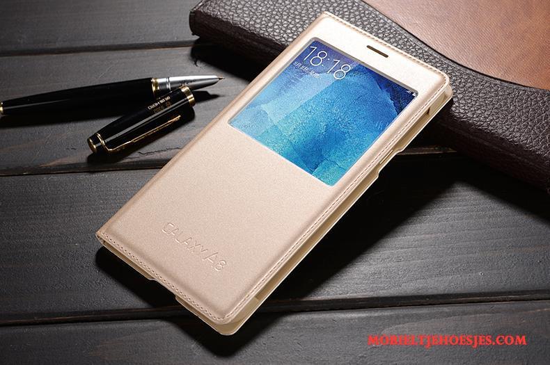 Samsung Galaxy A8 Leren Etui Hoes Mobiele Telefoon Hoesje Telefoon Goud Bescherming Ster