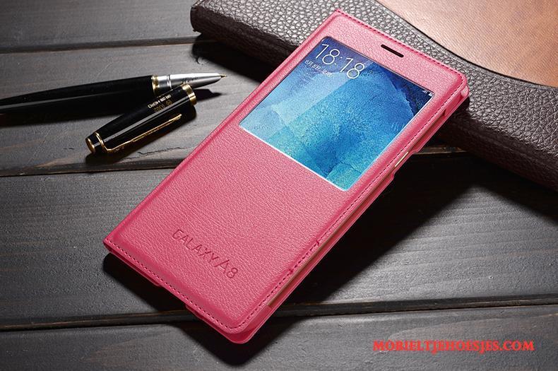 Samsung Galaxy A8 Leren Etui Hoes Mobiele Telefoon Hoesje Telefoon Goud Bescherming Ster