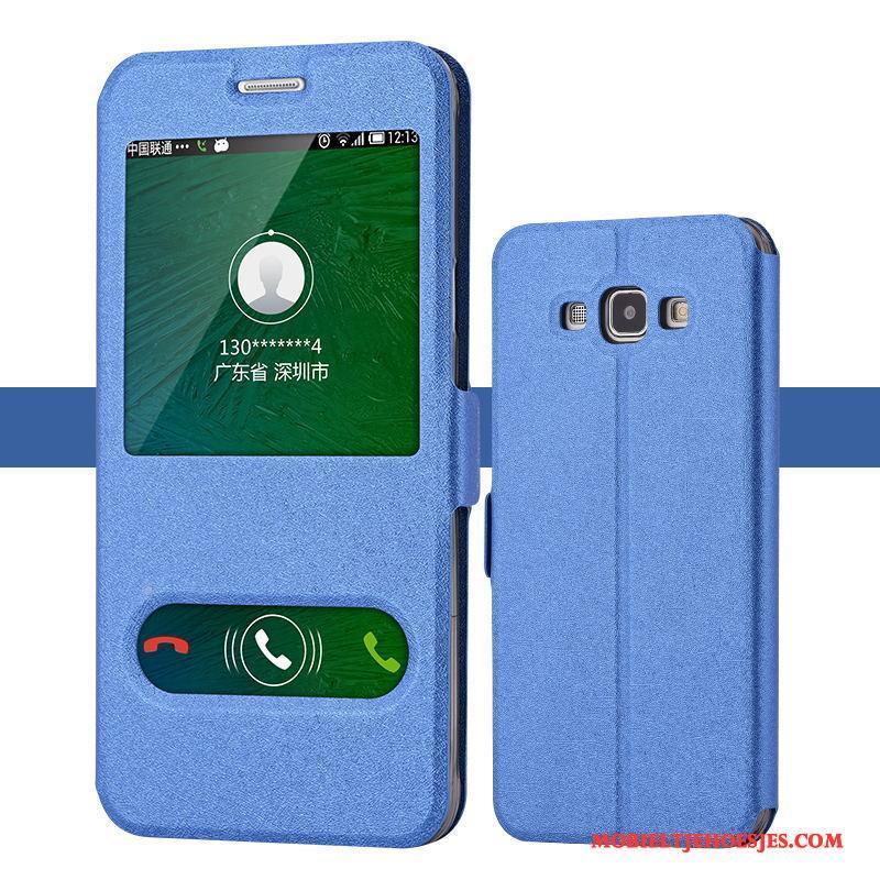 Samsung Galaxy A8 Mobiele Telefoon Bescherming Hoesje Telefoon Blauw Leren Etui Trend Ster