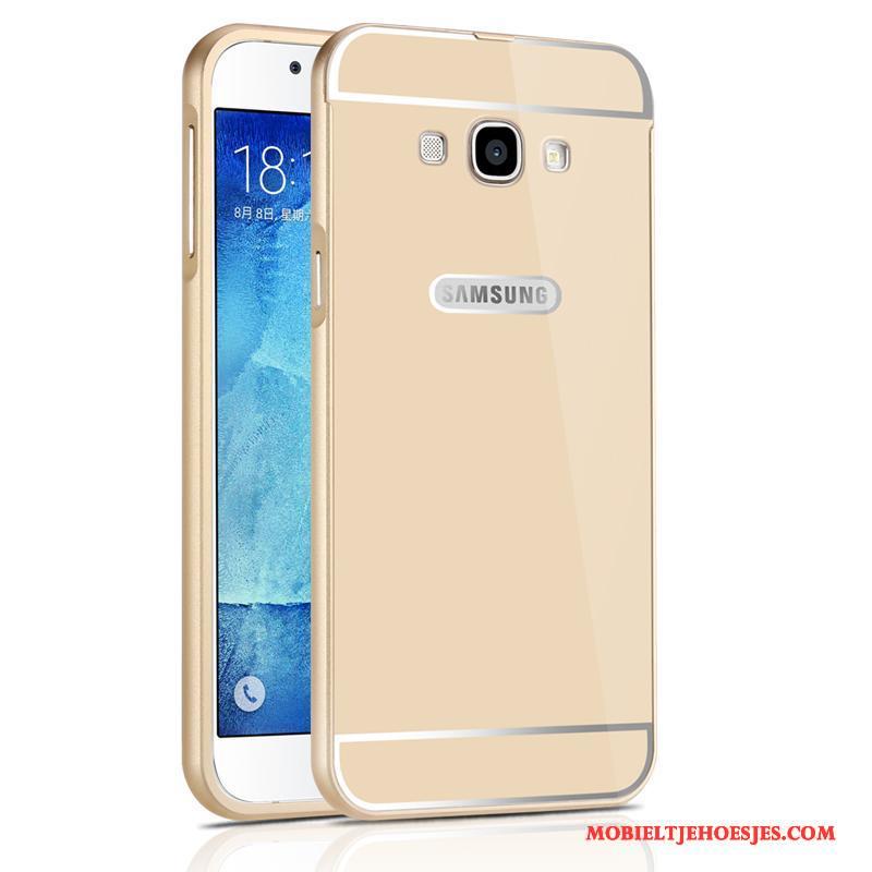 Samsung Galaxy A8 Omlijsting Hoesje Telefoon Metaal Ster Anti-fall Mobiele Telefoon Zilver