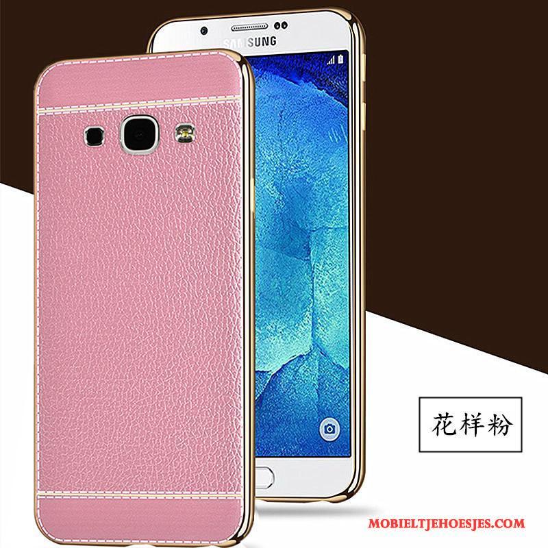 Samsung Galaxy A8 Plating Hoes Ster Mobiele Telefoon Leer Zwart Hoesje Telefoon