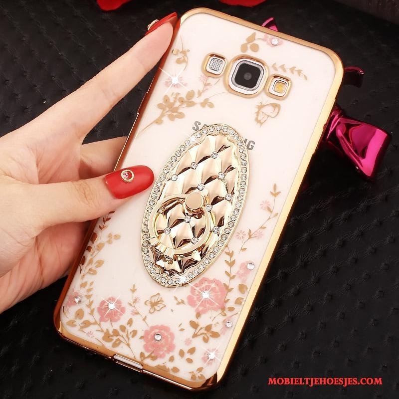 Samsung Galaxy A8 Ring Hoes Hoesje Telefoon Met Strass Ster Goud
