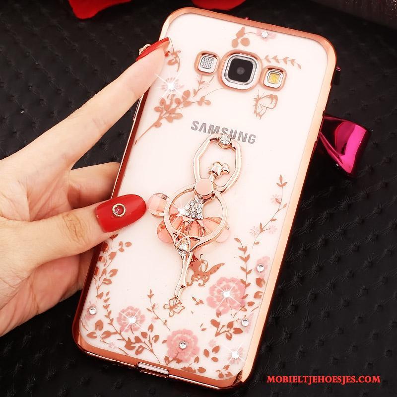 Samsung Galaxy A8 Ring Hoes Hoesje Telefoon Met Strass Ster Goud