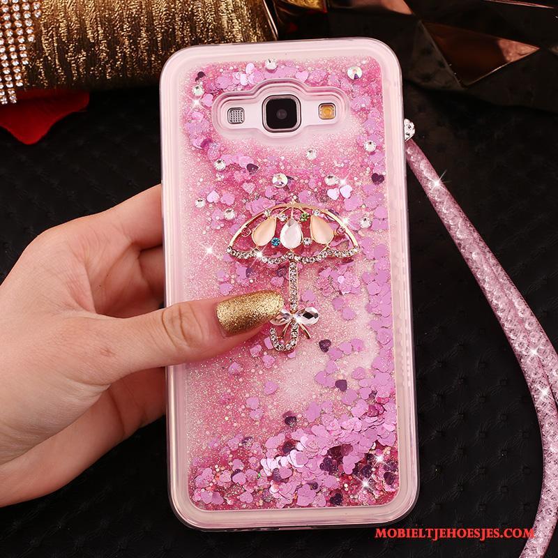 Samsung Galaxy A8 Zacht Hanger Hoesje Telefoon Ster Roze Met Strass