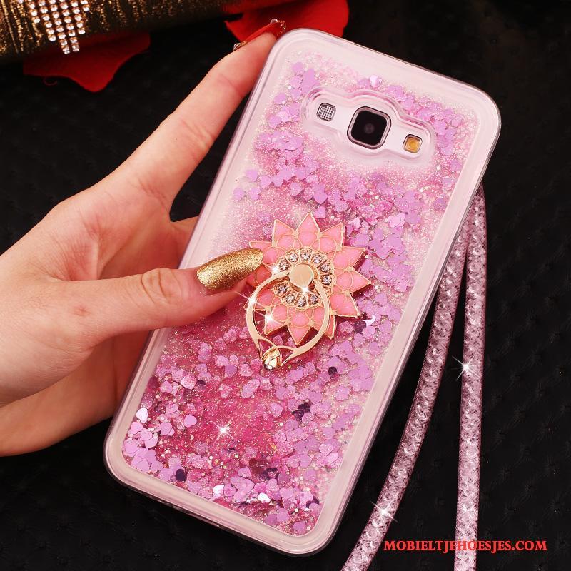 Samsung Galaxy A8 Zacht Hanger Hoesje Telefoon Ster Roze Met Strass