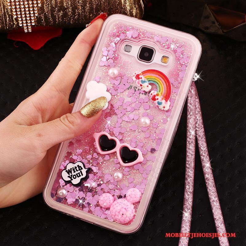 Samsung Galaxy A8 Zacht Hanger Hoesje Telefoon Ster Roze Met Strass