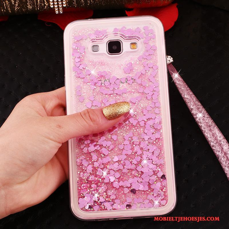 Samsung Galaxy A8 Zacht Hanger Hoesje Telefoon Ster Roze Met Strass