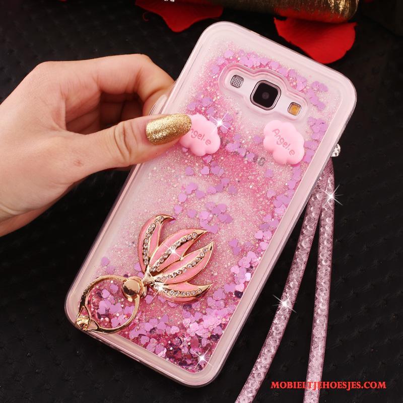 Samsung Galaxy A8 Zacht Hanger Hoesje Telefoon Ster Roze Met Strass