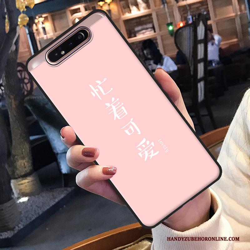 Samsung Galaxy A80 Hoesje Schrobben Grappig Bescherming Zacht Lovers Zwart Hoes