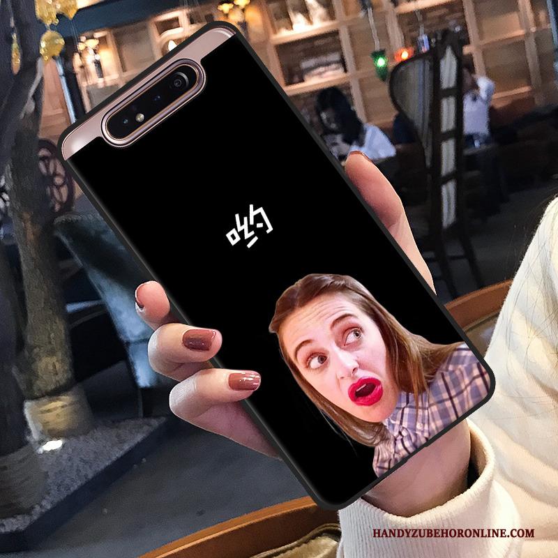 Samsung Galaxy A80 Hoesje Schrobben Grappig Bescherming Zacht Lovers Zwart Hoes