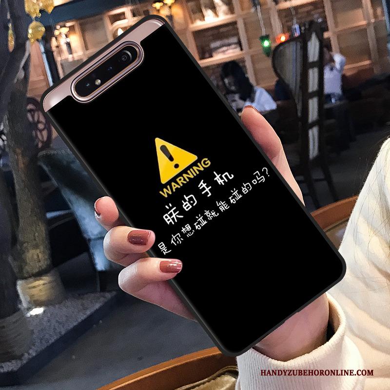 Samsung Galaxy A80 Hoesje Schrobben Grappig Bescherming Zacht Lovers Zwart Hoes