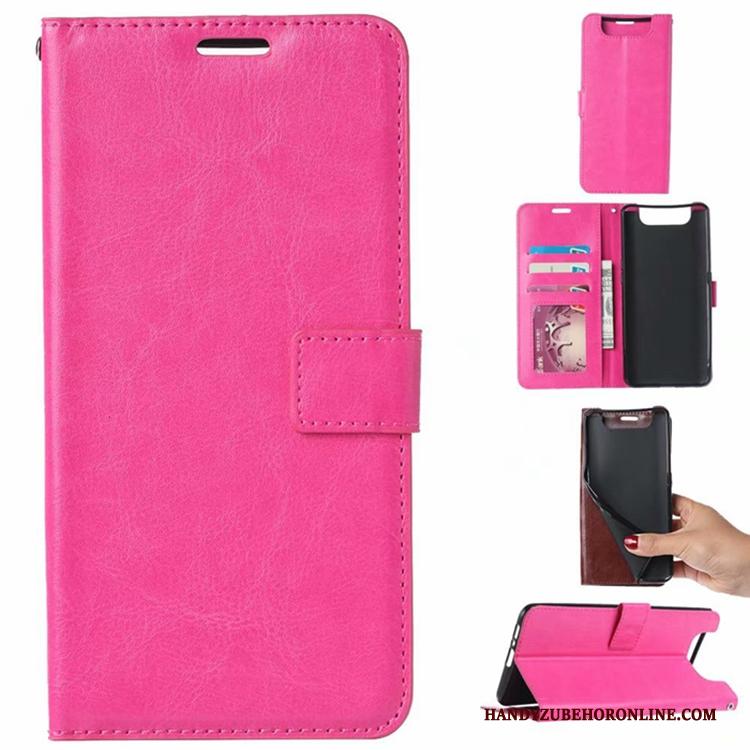 Samsung Galaxy A80 Ster Leren Etui Hoesje Telefoon Purper Clamshell