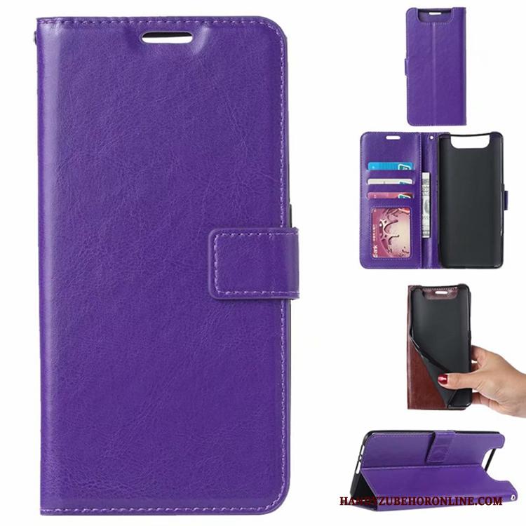 Samsung Galaxy A80 Ster Leren Etui Hoesje Telefoon Purper Clamshell