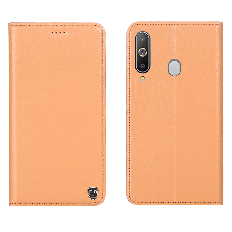 Samsung Galaxy A8s Hoesje Patroon Leren Etui Hoes Bescherming Mobiele Telefoon Folio Geel