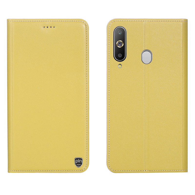 Samsung Galaxy A8s Hoesje Patroon Leren Etui Hoes Bescherming Mobiele Telefoon Folio Geel