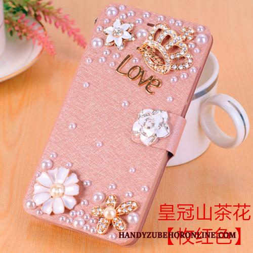 Samsung Galaxy A9 2018 Hoge Roze Hoes Hoesje Telefoon Bescherming Leren Etui Ster