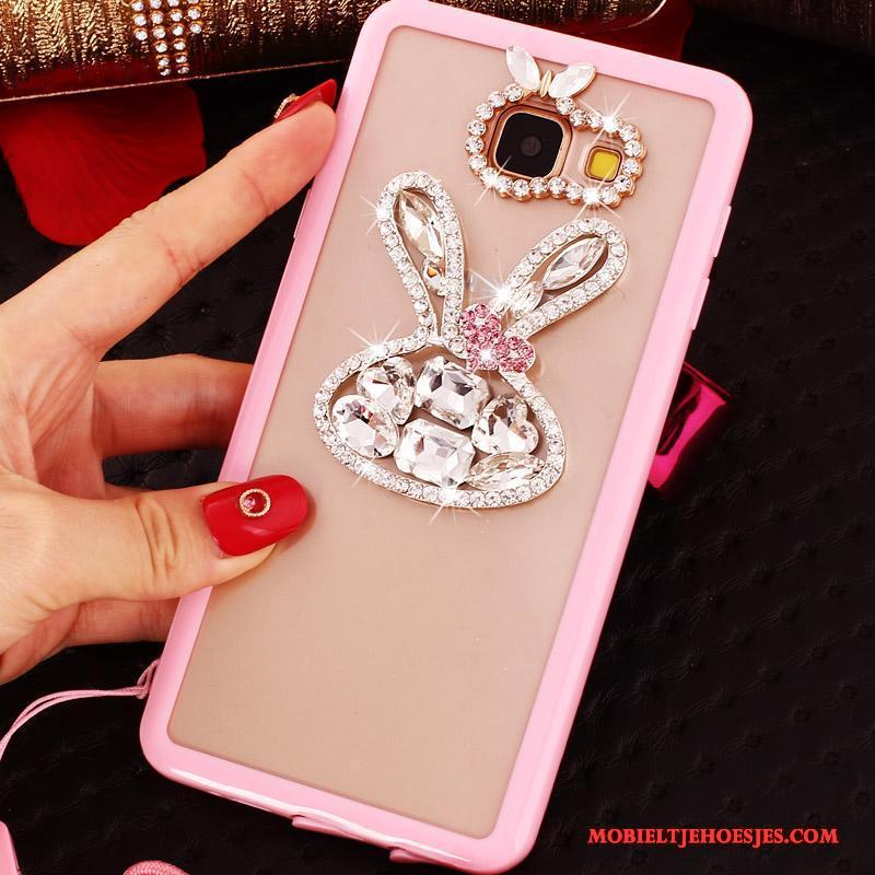 Samsung Galaxy A9 Hanger Hoesje Telefoon All Inclusive Roze Ster Siliconen Anti-fall