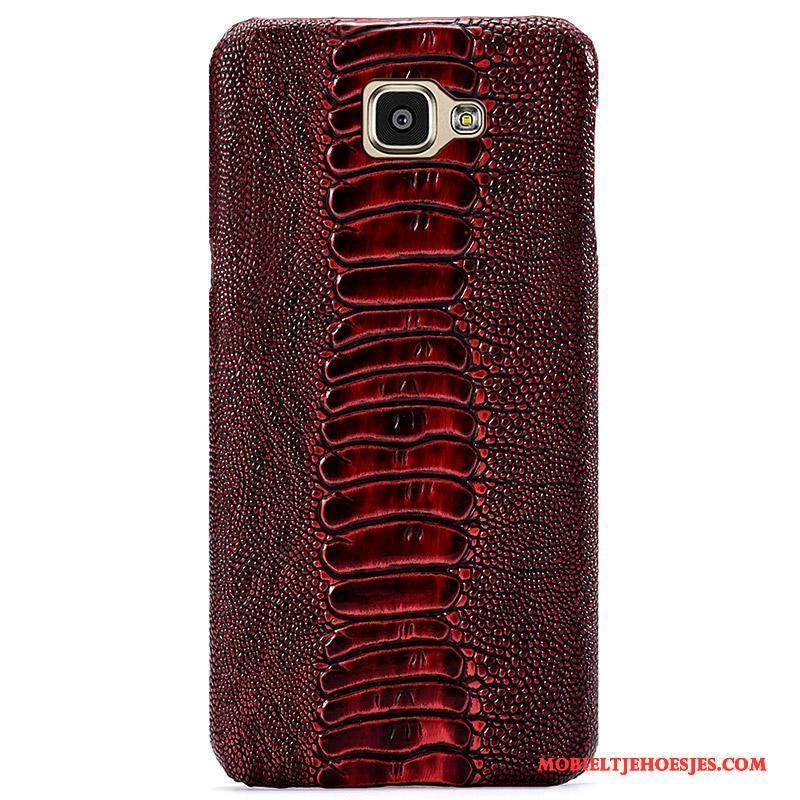 Samsung Galaxy A9 Leren Etui Hard Hoesje Telefoon Luxe Wijnrood Echt Leer Achterklep