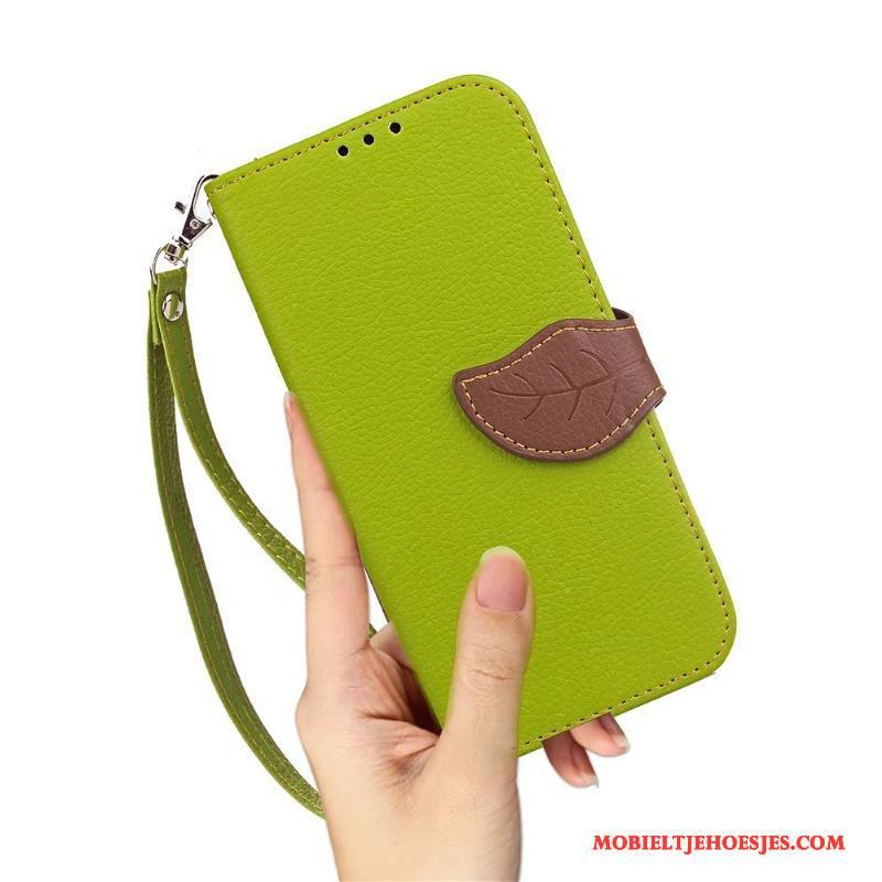 Samsung Galaxy J3 2015 Folio Anti-fall Groen Ster Leren Etui Hoesje Telefoon Portemonnee