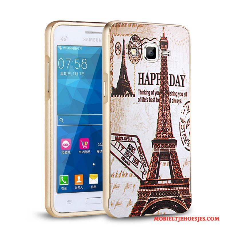 Samsung Galaxy J3 2015 Hoesje Telefoon Hard Bescherming Anti-fall Ster Metaal Zilver